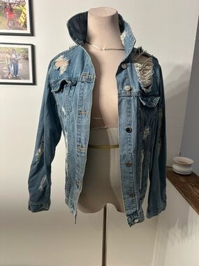 Revamped Light Blue Denim Jacket Label Close-Up